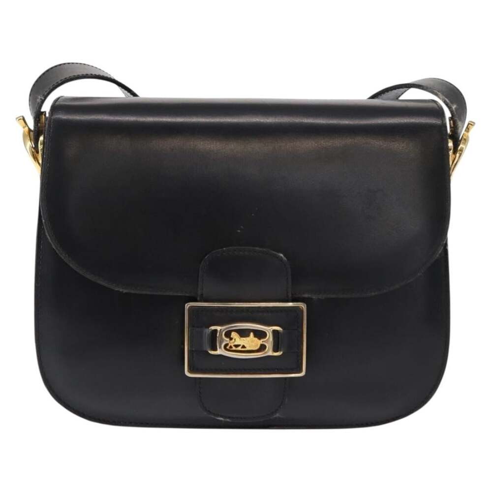 Celine Leather Shoulder Bag Black